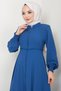 Mevlana Ferace Indigo Hm2484 with Embroidery Detail on the Sleeve and Gipeli Trim - 2