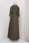 Hooded Striped Long Trench Coat Khaki HM2332 - 5