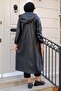 Faux Leather Trench Coat Black HM2278 - 5