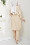 Button Detailed Double Suit Beige Hm2448 - 4