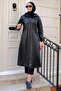 Faux Leather Trench Coat Black HM2278 - 2