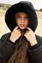 Black Fur Lined Girl's Coat with Detachable Hood 19053 - 7