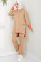 Camel Neon Garnished Hooded Tracksuit Set - HM2465 - 3