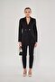 Black Pleat Detailed 2 Button Set - 3
