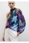 Patterned asymmetrical blouse