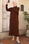 Corduroy Knitwear Dress Brown HM2247 - 4
