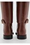 Decorative Buckle Leather Boots - 6