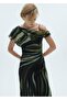 Drape Detailed Patterned Dress