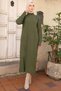 Geripptes Strickkleid Khaki HM2247