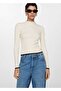 High collar rib sweater