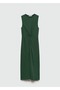 Drape detaylı midi elbise - 3