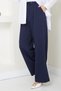 Eyelet Detailed Lace-Up Trousers Navy Blue Hm2431 - 2