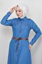 Belted Buttoned Denim Dress Light Blue HM2323 - 3