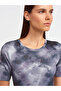 90186 Crew Neck Short Sleeve Printed Knitwear Dress-Smoked - 4