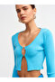 60134 U-Neck Knitwear Cardigan with Accessories on the Front - turquoise - 4