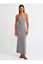 91174 Polyamide Gray Midi Strap Dress