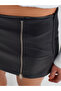 80817 Zippered Faux Leather Short Skirt-Black - 3