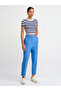 10398 Crew Neck Striped Short Sleeve Crop Sweater-Ecru-Navy - 4
