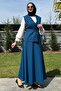 Elegant Skirt Vest Set Petrol Blue