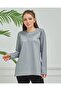 Women's Gray Embroidered Casual Middle Age Mother Combed Cotton Blouse - 5