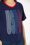 Women's Navy Blue Crew Neck T-Shirt 50264203-Vr033 - 7