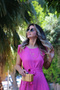Pink Flounced Dress with Ruffle Shoulder Detail - 2