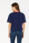 Women's Navy Blue Crew Neck T-Shirt 50264203-Vr033 - 5