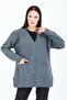 Women's Gray V-Neck Buttoned Pocket Knitted Wool Mother Knitwear Short Cardigan - 6