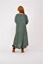 Italian V-neck Long Sleeve Linen Dress - 4