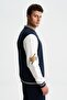 Men's Cotton Regular Fit Stand Collar Printed Pocket College Coat Sweatshirt K28264650401 - 4