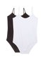 2 Pieces Oversize Rope Strap Women's Snap-On Bodysuit Black White