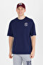 Men's Navy Blue Long Fit Crew Neck T-Shirt 50264941-Vr033 - 2