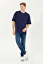 Men's Navy Blue Comfort Long Crew Neck T-Shirt 50265229-Vr033 - 4