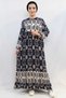 Fashion Stripe Daisy Pattern Dress Navy Blue - 2