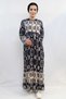 Fashion Stripe Daisy Pattern Dress Navy Blue