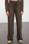 Kahverengi Yumoş Crop ve Wide Leg/Geniş Paça Örme Alt Üst Takım TWOAW23AU00125 - 4