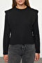 Black 100% Thick Cotton Wadding Look Basic Crew Neck Knitted T-Shirt Twoaw25Ts00015 - 3