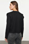 Black 100% Thick Cotton Wadding Look Basic Crew Neck Knitted T-Shirt Twoaw25Ts00015 - 5