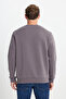 Men's Dark Gray Standard Fit Normal Cut 3 Thread Crew Neck Sweatshirt with Inner Fleece - 5