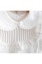 Newborn Baby Girl Hospital Take-Home Set Ribbed Jumpsuit Set with Lace Detail Cotton Baby Religious Ceremony Set - 4
