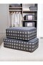 2 Pieces Mega Size Gray Square Pattern Plaid Underbed Storage Bag Set 75X40X20 cm - 2