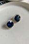 Small Oval Montana Stone Gold Color Evening Dress Women's Earrings - 2