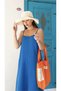 Blue Ayrobin Long Dress with Adjustable Straps - 7033 - 5