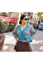 Women's Blue Brown Vintage Patterned Cardigan