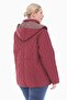 Women's Large Size Plaid 75 Cm Seasonal Claret Red Quilted Coat 1024 - 5