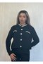 Stoned Button Detail Long Sleeve Cardigan Black - 3