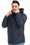 Men's Navy Blue Winter Coat - Fleece, Detachable Hood, Fur, Waterproof and Windproof
