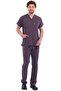 Men's Plum Lycra Thin Fabric Scrubs Doctor Nurse Jersey Bat Sleeve Surgical Suit - 4