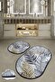 Herbal Set of 2 Bathroom Rug Mat Washable Non-Slip Base Toilet Seat Set