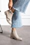 Beige Women's Comfortable Boots with Buckle and Zipper Ptk72 - 2